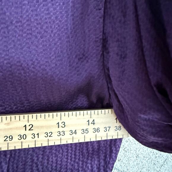 BCBGMAXAZRIA Dress 100% Silk Mini Deep Purple Short Sleeve Women XS Quiet Luxury - Picture 4 of 10